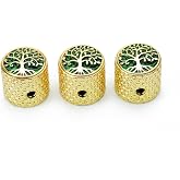 Guyker Guitar Bass Potentiometer Control Knobs with 6mm Dia. Shaft Pots - 3PCS Zinc Alloy Dome Speed Tone Volume Switch Knob with Tree Of Life Surface for Electric Guitar Bass, CKB026 Gold