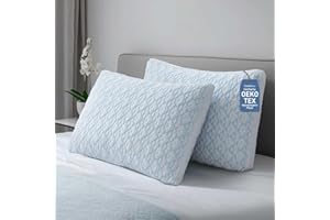 Cotelovo Shredded Memory Foam Cooling Soft Bamboo Viscose Pillows King Set of 2, Adjustable Hypoallergenic Hotel Quality Bed Pillows for Side, Back and Stomach Sleeper, Oeko-TEX Certified