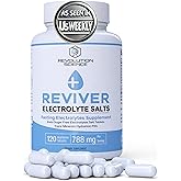 REVIVER Superior Absorption Electrolyte Pills - Salt Tablets for Runners & Fasting Electrolytes Supplement, Sugar-Free Salt Pills for Hydration, Cramp Defense, Keto Support 120, Electrolyte Capsules