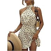 Floerns Women's Polka Dots Halter Dress Sleeveless Vintage Open Back Going Out Dresses