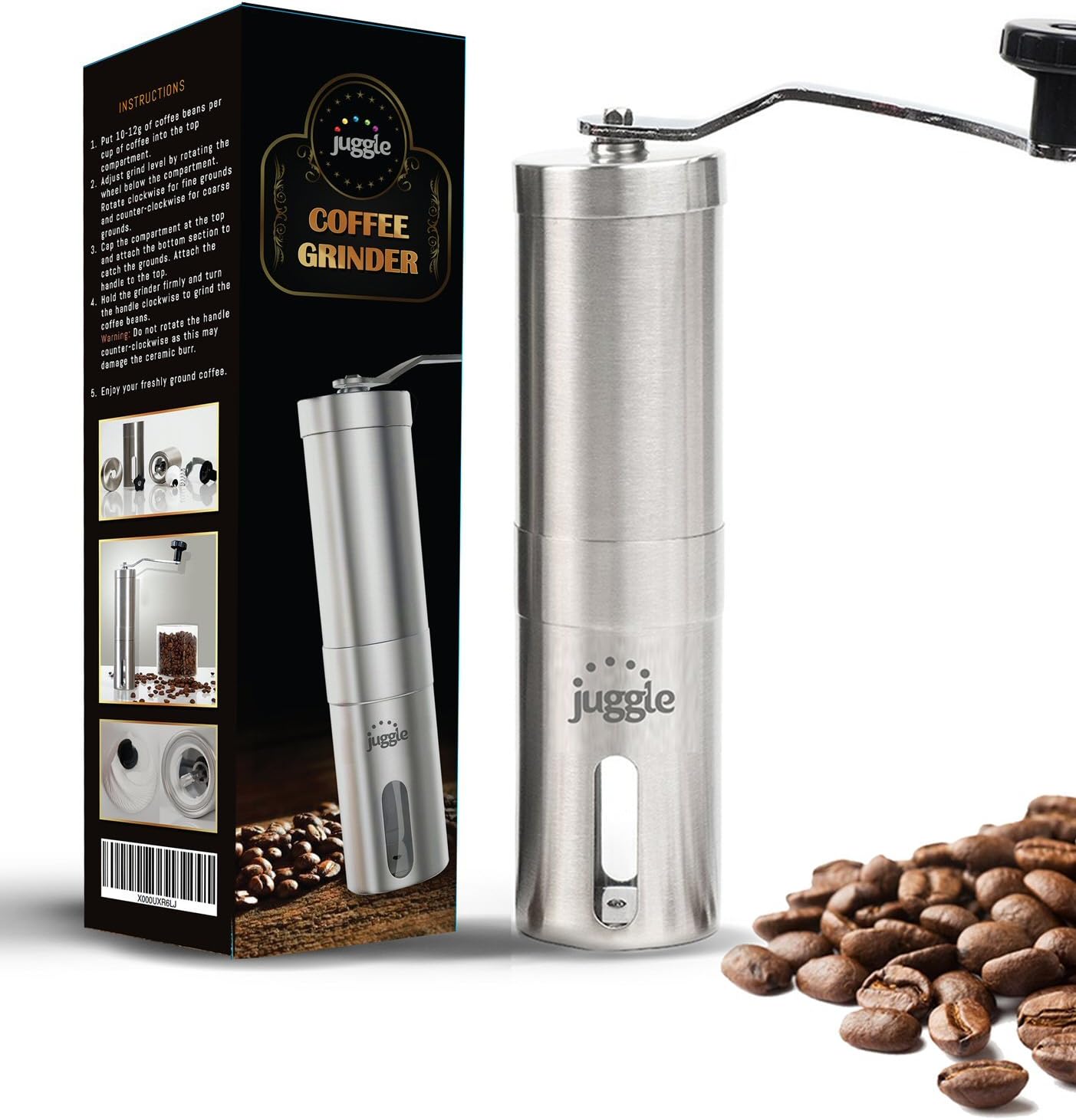Juggle Trading Portable Stainless Steel Mill Grinder with Hand Crank