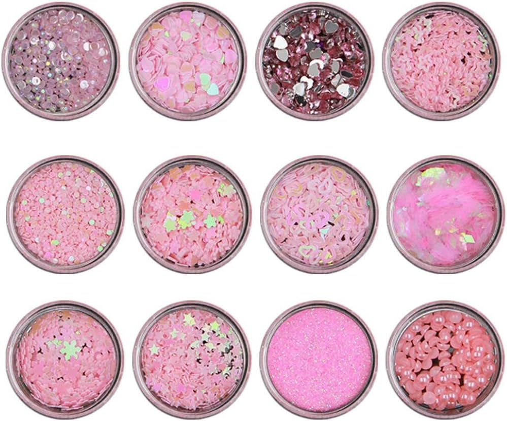 12 Pcs Colors Nail Art, Tips Stickers 3D Glitter Sequins Manicure DIY