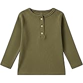 DOCOLL Toddler Long Sleeve Henley Shirt Boys Ribbed Cotton T-Shirt 2-7 Years