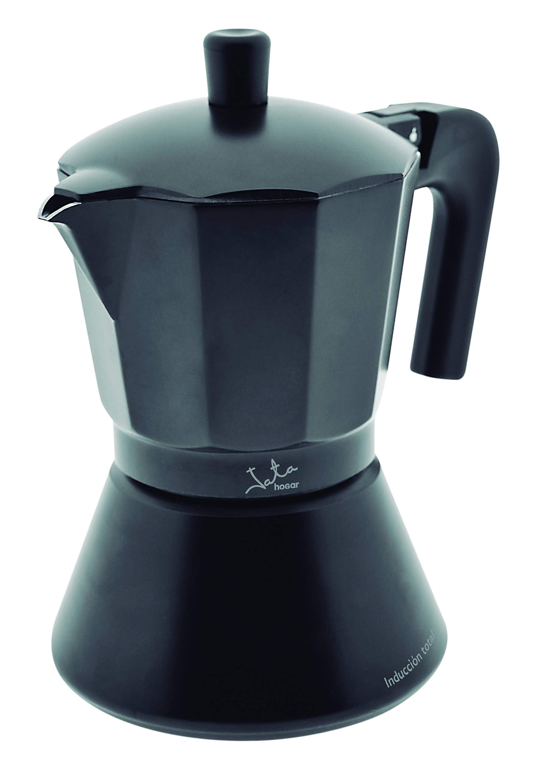 Jata Hogar CFI12 Italian Full Induction Coffee Maker, Aluminium, Black, 18.5 x 14.5 x 24.5 cm