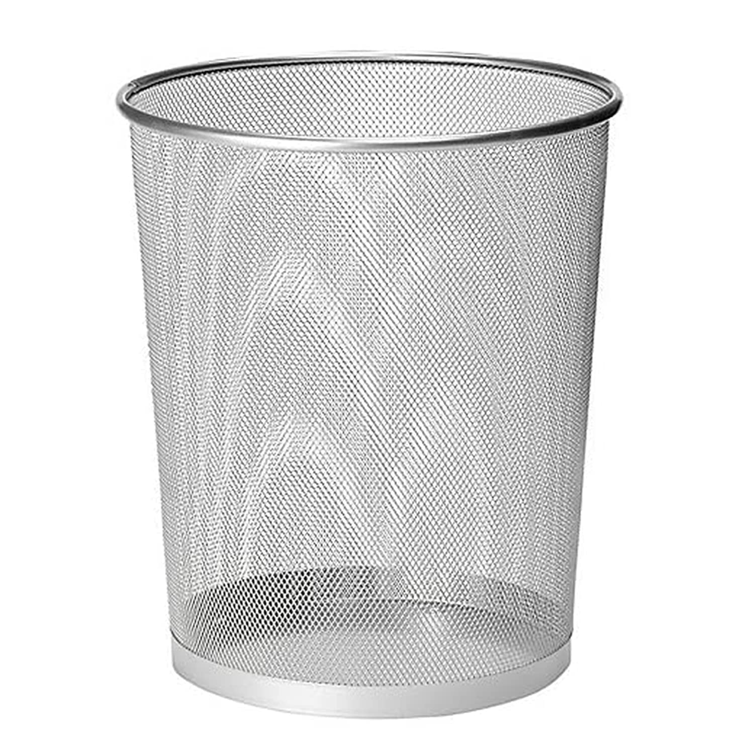 ZYBUX Circular Mesh Trash Can, Waste Basket Garbage Can Waste Can for Bathrooms, Kitchens, Home Offices, Dorm Rooms, Household Bin - Lightweight Sturdy Metal Bin 27cm x 23.5cm - Silver