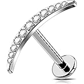 OUFER Helix Piercing Jewelry, 16G Crescent Moon Internally Threaded Helix Earrings, G23 Solid Titanium Flat Back Helix Cartilage Tragus Earrings for Women Men