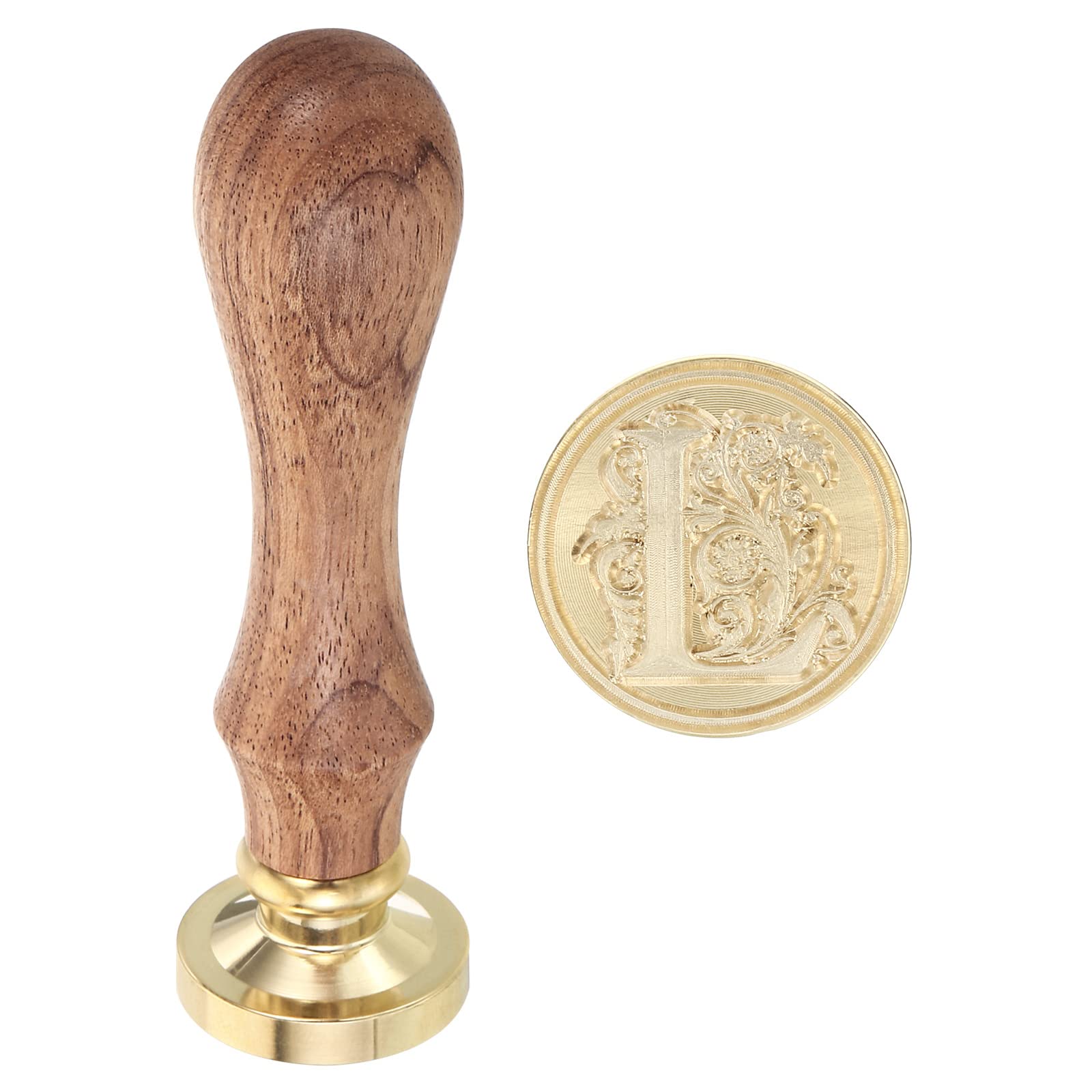 PATIKIL Alphabet L Wax Seal Stamp, Initial Letter Sealing Wax Stamp Classic Retro 25mm Removable Retro Brass Head Wooden Handle for Envelope Invitation Card Wedding Gift Decorations