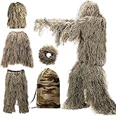 DoCred 5 in 1 Ghillie Suit, 3D Camouflage Hunting Apparel w/Jacket, Pants, Hood, Carry Bag for Adults/Youth, S/M/L/XL/XXL