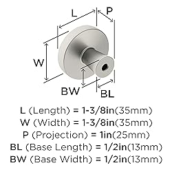 Amerock | Cabinet Knob | Matte Black/Satin Nickel