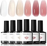 Modelones Gel Nail Polish Set 6 Colors Nude Pink Milky White Jelly