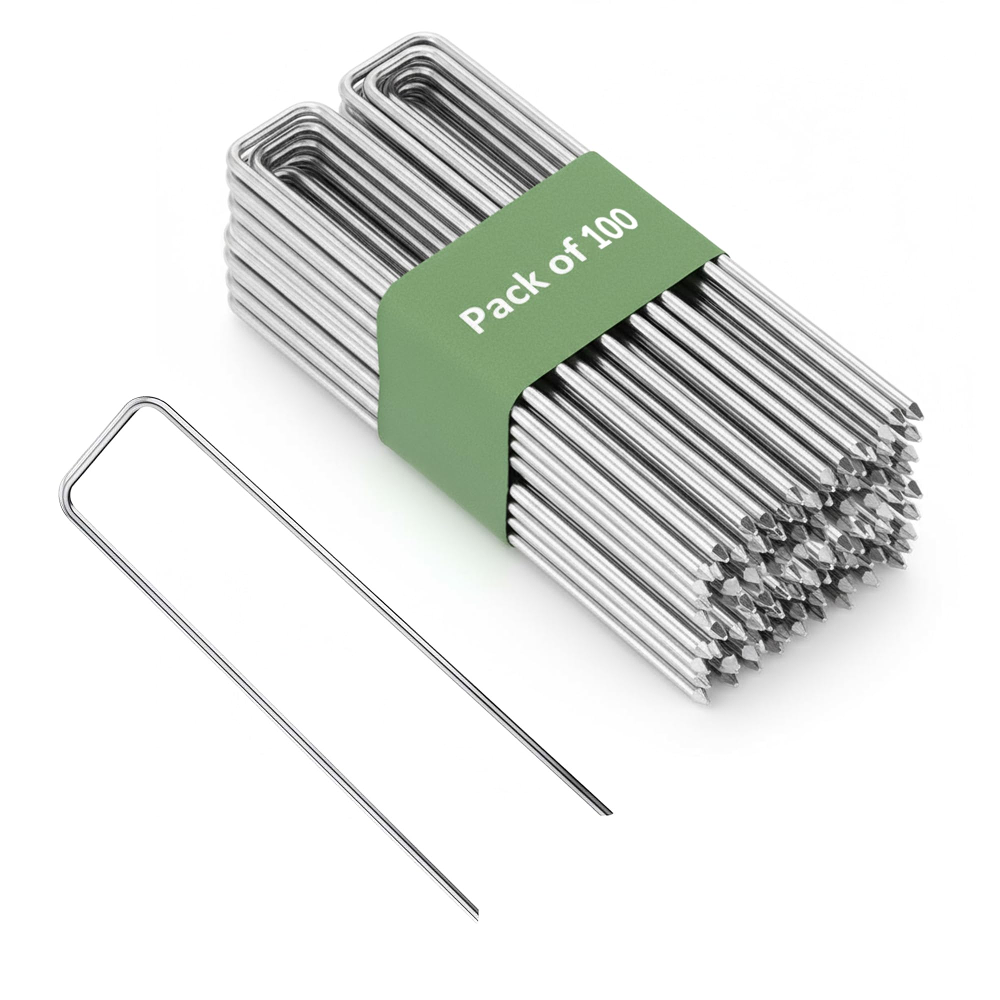 GARDENIX Pack of 100 IronPEG galvanized anti-rust ground anchor made of steel wire 150 x 30mm - Ø 3mm for securing weed fleece, nets, groundsheets, wire mesh