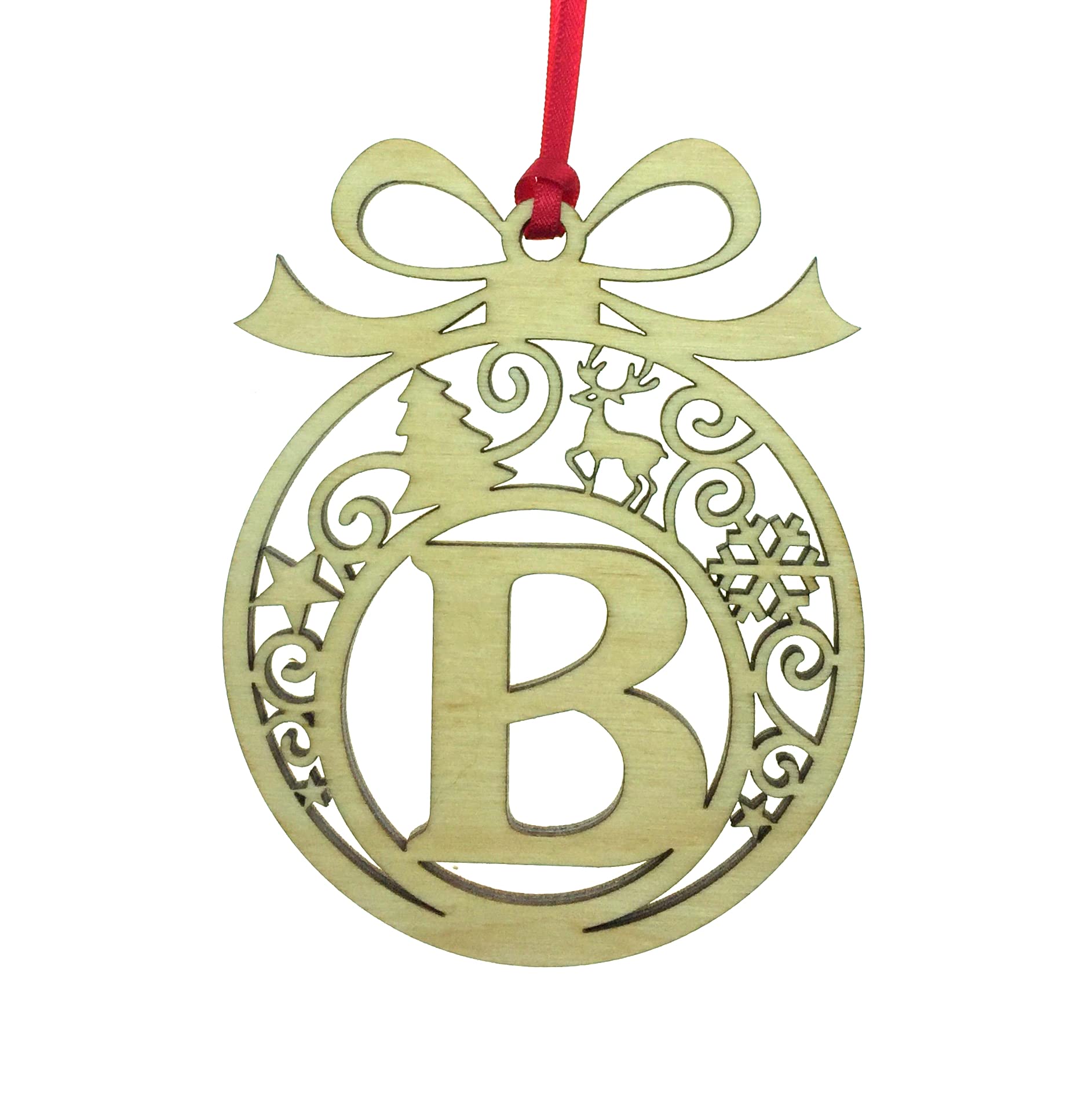 Personalised Christmas tree bauble decoration pendant ornament: Letter B — image 1