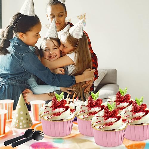 Cupcake Liners with Lids 50 Pack,LNYZQUS 5oz Large Foil Cupcake