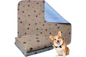REZUTAN Pee Pads for Dogs Reusable Washable,2 Pack Well Made Dog Training Waterproof Pet Pads for Dog Bed Mat,Puppy Pads Extra Large ,Leak Proof Super Absorbent Whelping Pads ,24x18 Inch,Brown+Gray