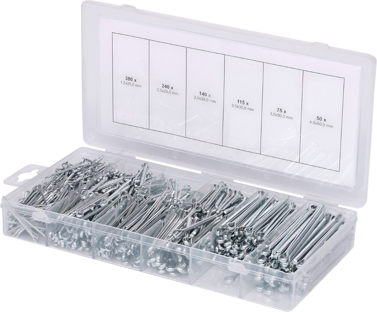 KS Tools 970.0330 Split pins assortment, 1.5x25-4.0x60mm, 1000 pcs