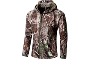 ReFire Gear Men's Soft Shell Military Tactical Jacket Outdoor Camouflage Hunting Fleece Hooded Coat