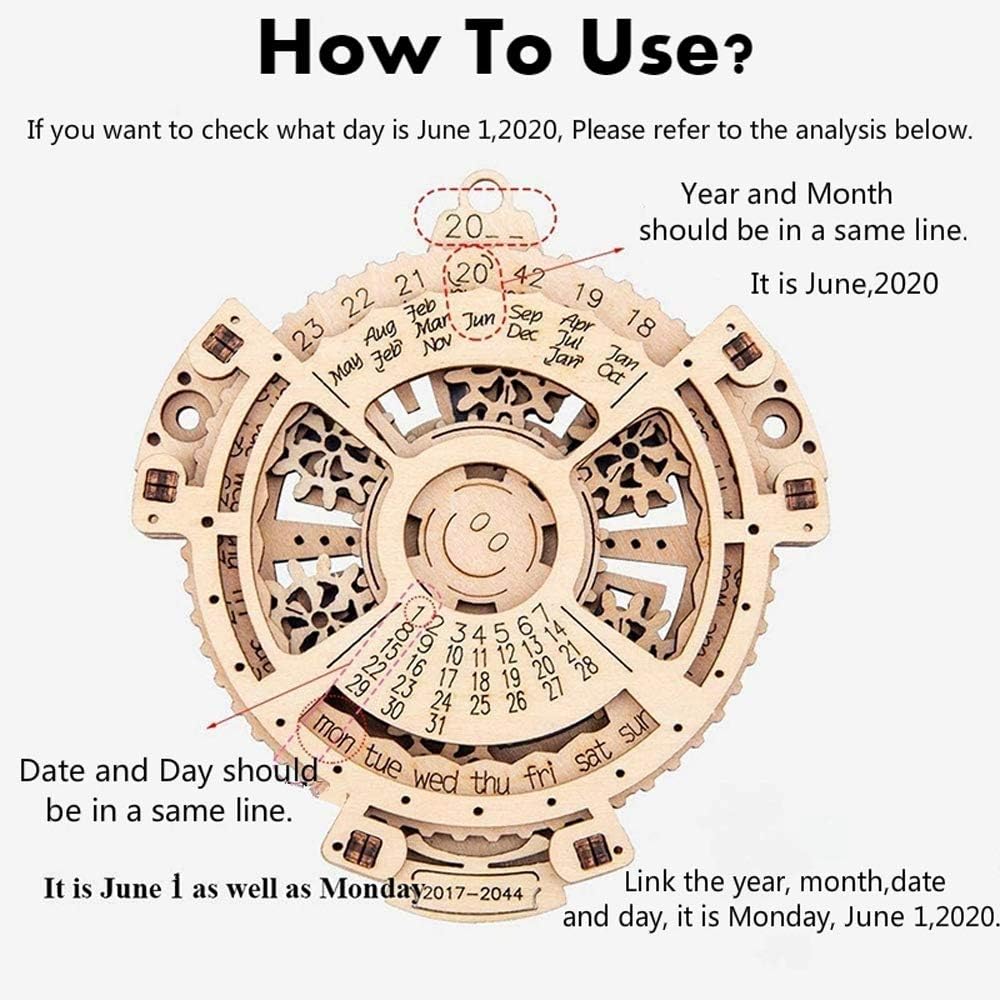 Puzzle, Calendar 2044 to 2017 Transmission Carving