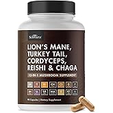 BioSchwartz 13-in-1 Mushroom Complex Capsules - Organic Mushroom Supplement with Lions Mane, Chaga, Reishi, Cordyceps - Supports Focus, Energy, Immune System - with BioPerine for Absorption, 90 Count