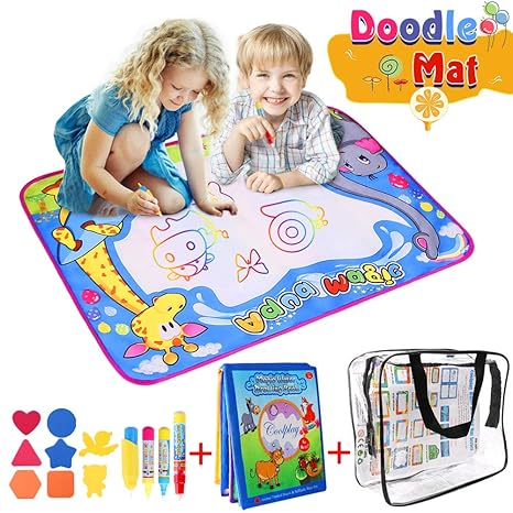 BBLIKE Wasser Doodle Matte, 50 * 70cm Wasser Zeichnen Matte und 1 Magic Wasser Malbuch mit 4 Aqua Magic Doodle Stift Baby 3/4