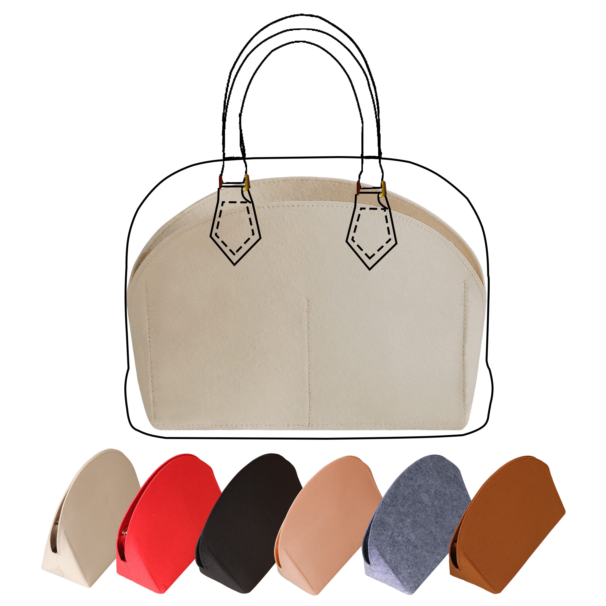 TTdayup Felt Bag Organizer Insert Alma BB Bag in Bag Tote Shell Shaper Handbag Organiser Insert Fits Alma BB/PM insert(Color:Beige,Size:Alma BB)
