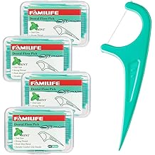 FAMILIFE Floss Picks, 240 Count Mint Dental Floss Cleaner, Tooth Picks Flossers with 4 Travel Handy Cases, Helps to Fight Too