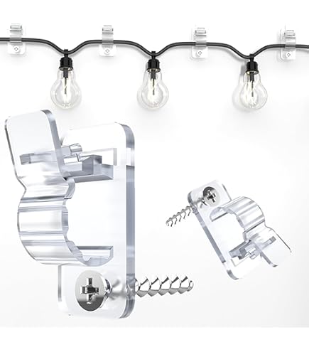 IFLOH Crochets Pour Guirlandes Lumineuses D'extérieur : 25 Clips De Câble Robustes Avec Bandes Adhésives Imperméables Pour Suspendre La Lumière De Noël – Support De Cordon Adhésif Transparent