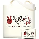 DHQH Cheerleader Gifts for Women, Cheer Tote Bag for Birthday Christmas, Mothers Day Gifts for Her, Sports Party Favor Reusable Grocery Bag for Cheerleaders