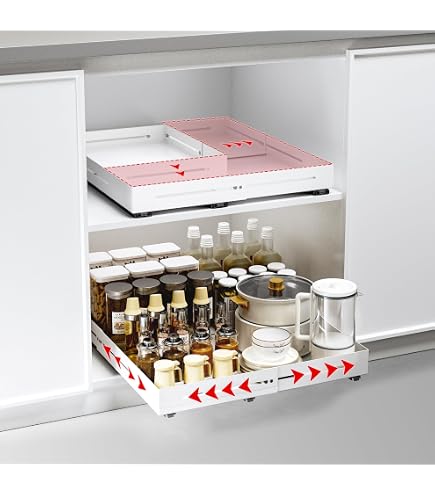 AmzAge Pull-Out Cabinet Organizer Drawer - Adjustable Depth & Width, No-Drill, Black - View #2
