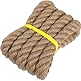 Twisted Manila Rope Jute Rope (1.5 Inch x 10 Feet) Natural Thick Hemp Rope for Docks, Railings, Climbing, Landscaping, Decorating