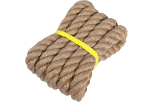 YUZENET Twisted Manila Rope Jute Rope (1.5 Inch x 10 Feet) Natural Thick Hemp Rope for Docks, Railings, Climbing, Landscaping, Decorating