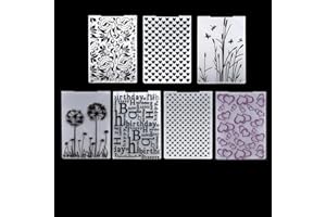 QSZKEER 7Pcs Heart Dot Flower Leaf Plastic Embossing Folder DIY Craft Template Molds Stamp Stencils Scrapbook Paper Cards Photo Album Making Tools Embossing Folders Handmade Art Craft Supplies Decorating Mold