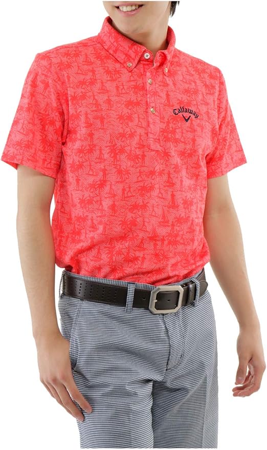 Amazon キャロウェイアパレル Callaway Apparel メンズ 速乾 半袖 ポロシャツ ブリーズクール 高通気性 ゴルフ ウェア 241 241 091 091 ピンク Ll シャツ 通販
