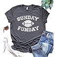 Football Shirts for Women Game Day T-Shirts Sunday Funday Football Tops Casual Football Season Short Sleeve Shirt