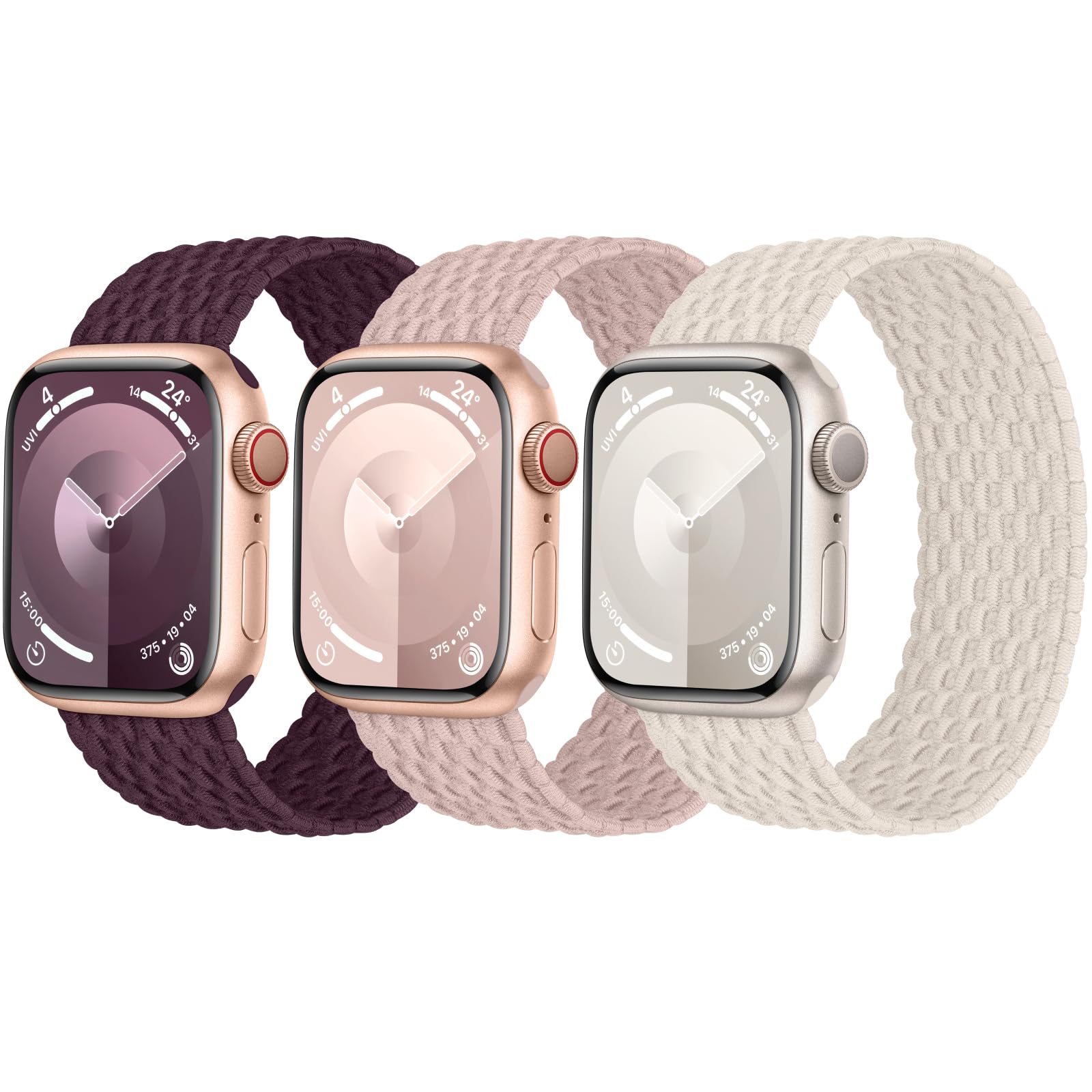 Photo 1 of 3 Pack Stretchy Braided Solo Loop Compatible with Apple Watch Band 40mm 41mm 42mm 38mm 44mm 45mm 46mm 49mm Women Men, Elastic Nylon Solace Straps for iWatch Series 10 9 8 7 6 5 4 3 Ultra 2 SE 2