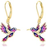 Dreamboat Hummingbird Bird Dangle Drop Earrings for Women 925 Sterling Silver Enamel Lever back Jewelry Gifts for Hummingbirds Lovers