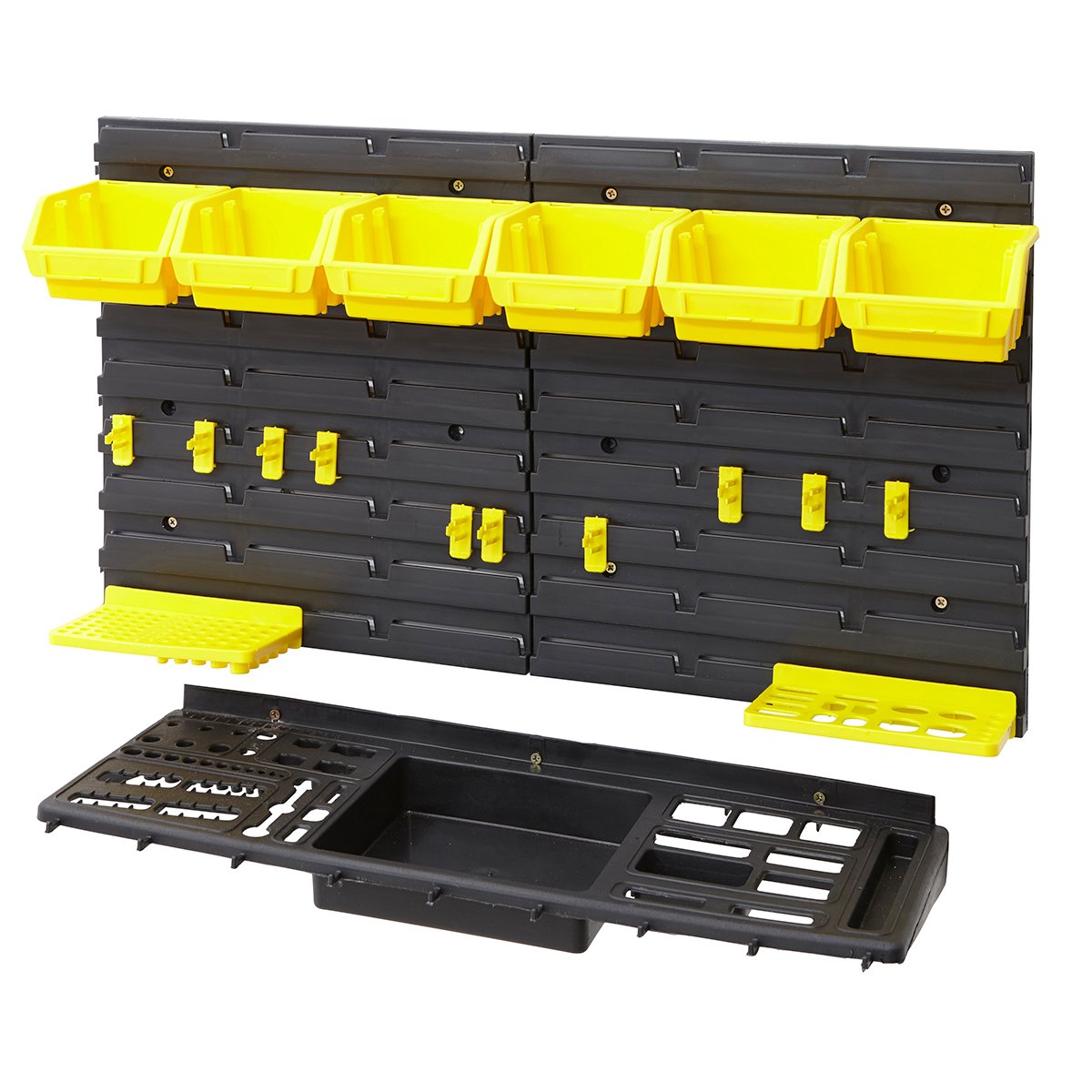 Buy BiGDUG Garage Wall Tool Storage Rack Kit Inc 6 Bins; 12 Hooks