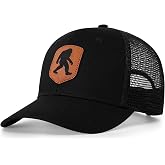 Pnkvnlo Mesh Bigfoot Hat Leather Cap for Men- Great Snapback Closure Sasquatch Hat for Hunting &amp; Hiking