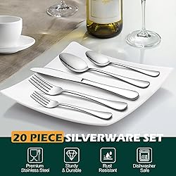 LIANYU 20 Piece Silverware Flatware Cutlery