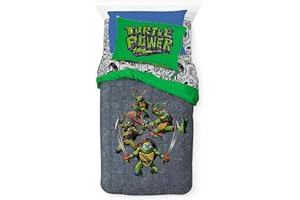 Jay Franco Teenage Mutant Ninja Turtles Kids Twin Bed in a Bag, Comforter and Sheets, Green, Nickelodeon, 72" (W) x 86" (L)