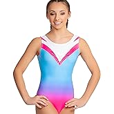 United All Around Girls Gymnastics Leotards, Rose Ombre Open Back, Size AM #677