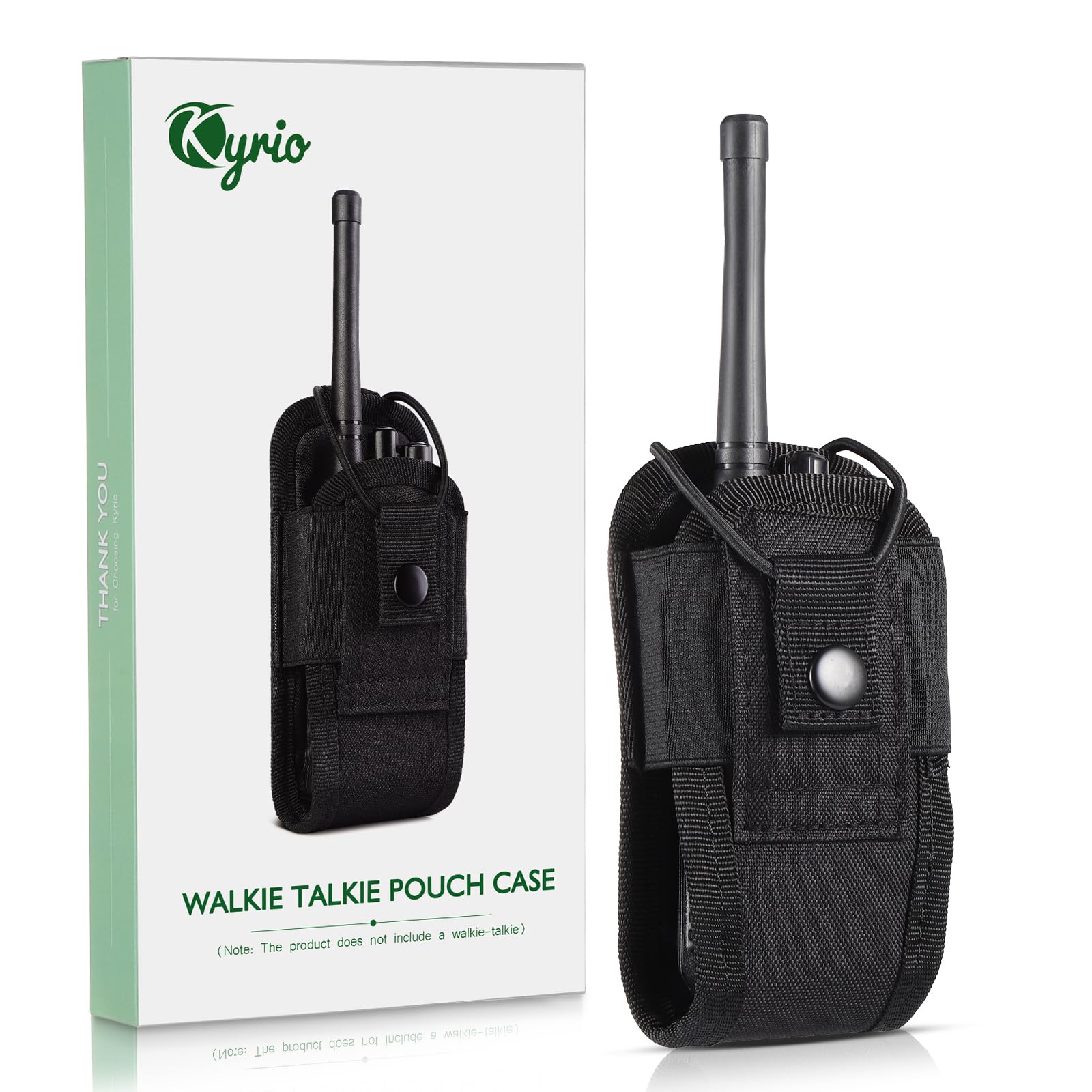 Kyrio Molle Radio Holder Walkie Talkie Pouch Case for Duty Belt Radio Holster Tactical Hunting Intercom Bag Interphone Pouch (1 Pack, Black)