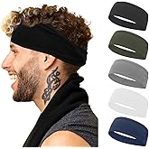 Sweat Headbands for Men,6 Pack Workout Sports Hairband for Gym, Ideal for Fitness,Running,Cycling,Hike