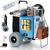 PYY Beach Cart for Sand with 13" Big Balloon Wheels Flodable Aluminum Wagon | 352LBS Heavy Duty Capacity Deck, 13 Inches Lightweight Non-inflatable Tires, Dolly Buggy for Outdoor Camping Shopping