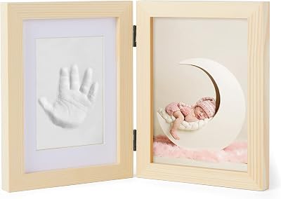 Chuckle Baby Hand and Footprint Kit Premium Pine Frame 5x7 Air-Drying Clay