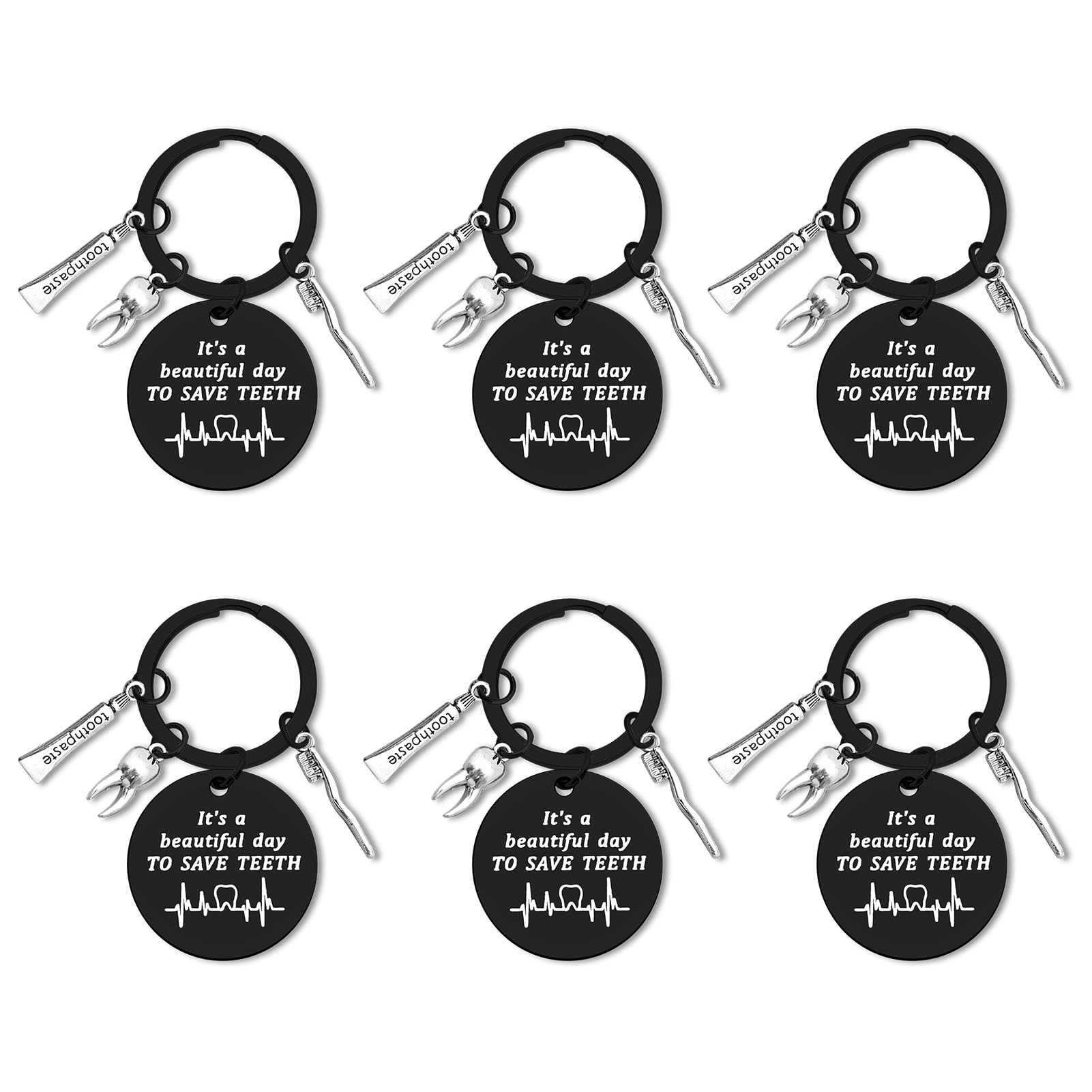 6Pcs Dentist Keyring Inspirational Gifts for Dental Hygienist Funny Dental Hygienist Gifts Dentist Assistant Keychain Dentist Student Graduation Gift Future Dentist Gifts Office Orthodontist Gift