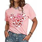JMHACHY Holiday T-Shirt for Women - Valentines Funny Graphic Tee Crewneck Sleeve Top Print Tops