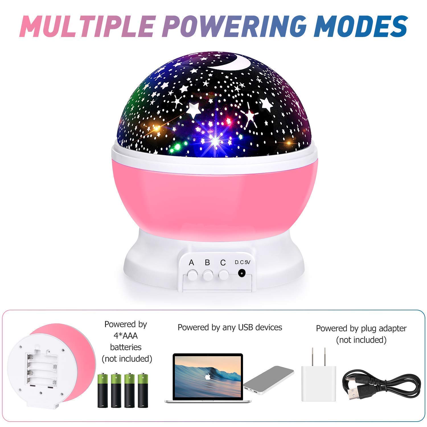 Storio Plastic USB Powered New LED Born Baby Mini Projector Toy - Sooth Relax Sleep Help for Parents - Light Show and Learning for Kids (Round Shape) 4
