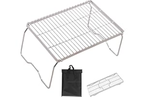 REDCAMP Folding Campfire Grill 304 Stainless Steel Grate, Heavy Duty Portable Camping Grill with Legs Carrying Bag