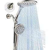 Dual Handheld Shower Head Combo, 2-in-1 Rain Shower Heads System 8 Inch Rainfall Shower Head and 10 Modes High Pressure Hand Held Showerhead with Built-in Power Wash