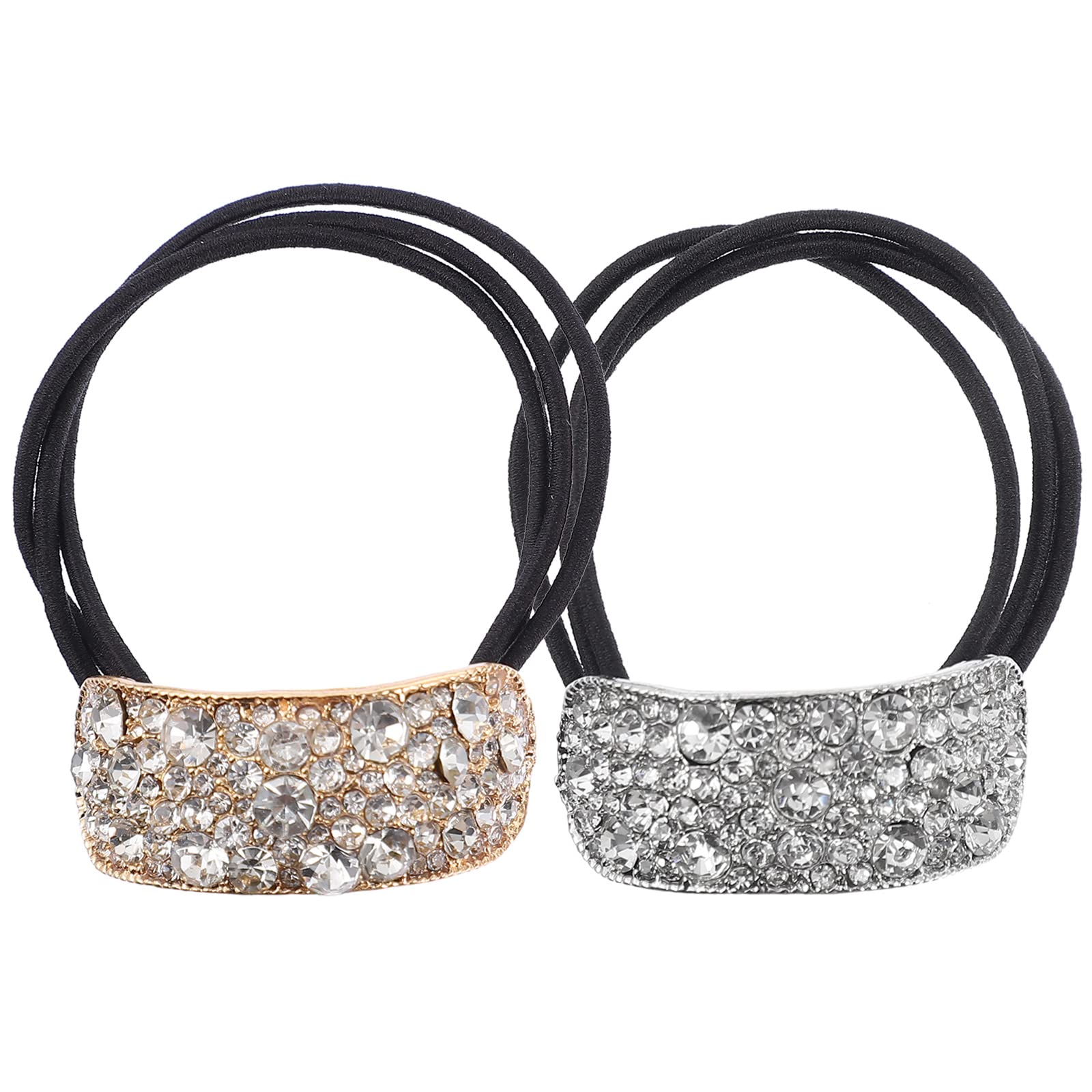 Lurrose Rhinestone Hair Cuff Ponytail Holder Elastic Hair Band Tie Sparkly Diamante Accessory for Women Girls Stylish Punk Styling